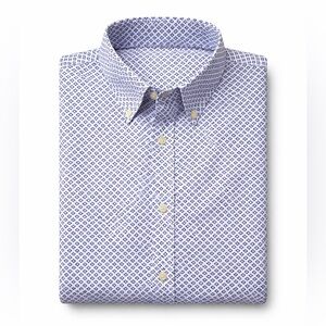 Jos. A. Bank Tailored Fit Button Down Shirt Blue & White Print Size Medium